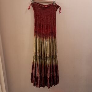 Vtg Y2K Fashion Terminal Convertible Maxi Skirt Strapless Dress Ombre Boho